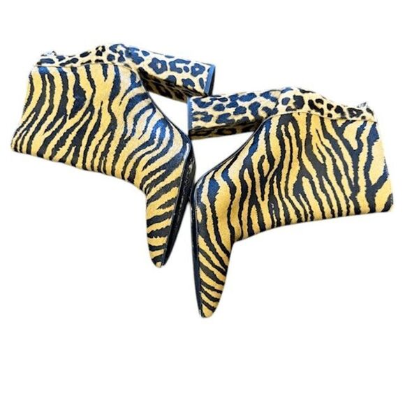 Charles David Micro Bootie Tiger Print w Leopard Heel Leather Calf Hair Size 8.5 - Picture 5 of 12